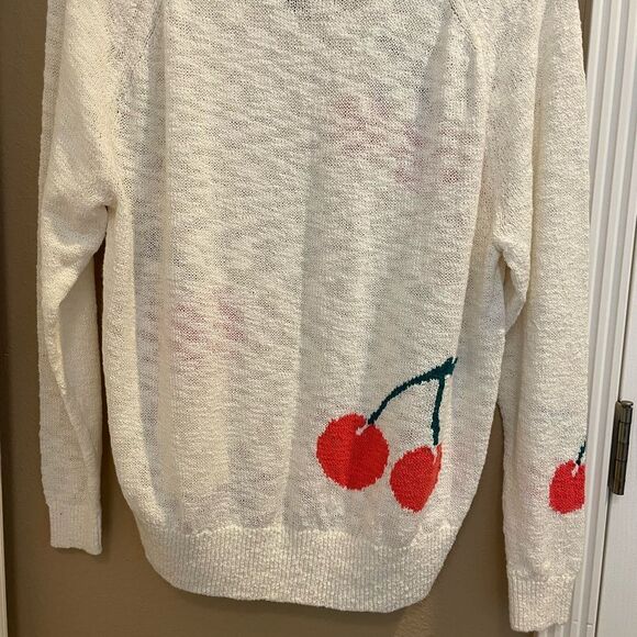 Lou & Grey Cherry Print Womens Knit Sweater S - Picture 7 of 11